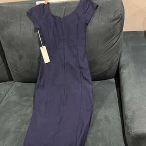 Anthropologie Paper Crown Navy Capsleeved Dress